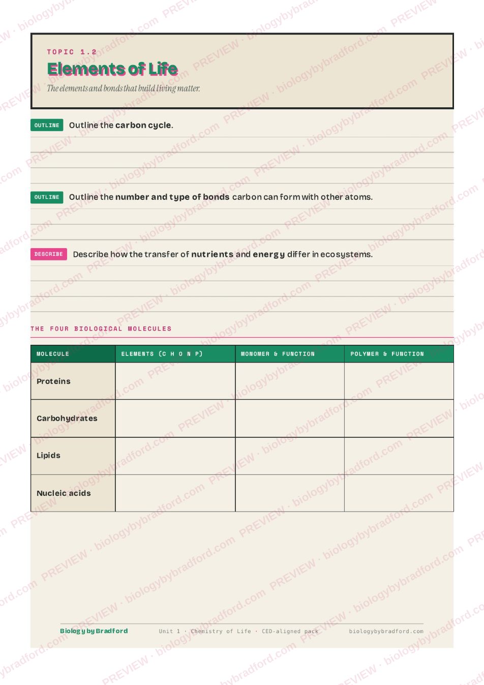 Worksheet page