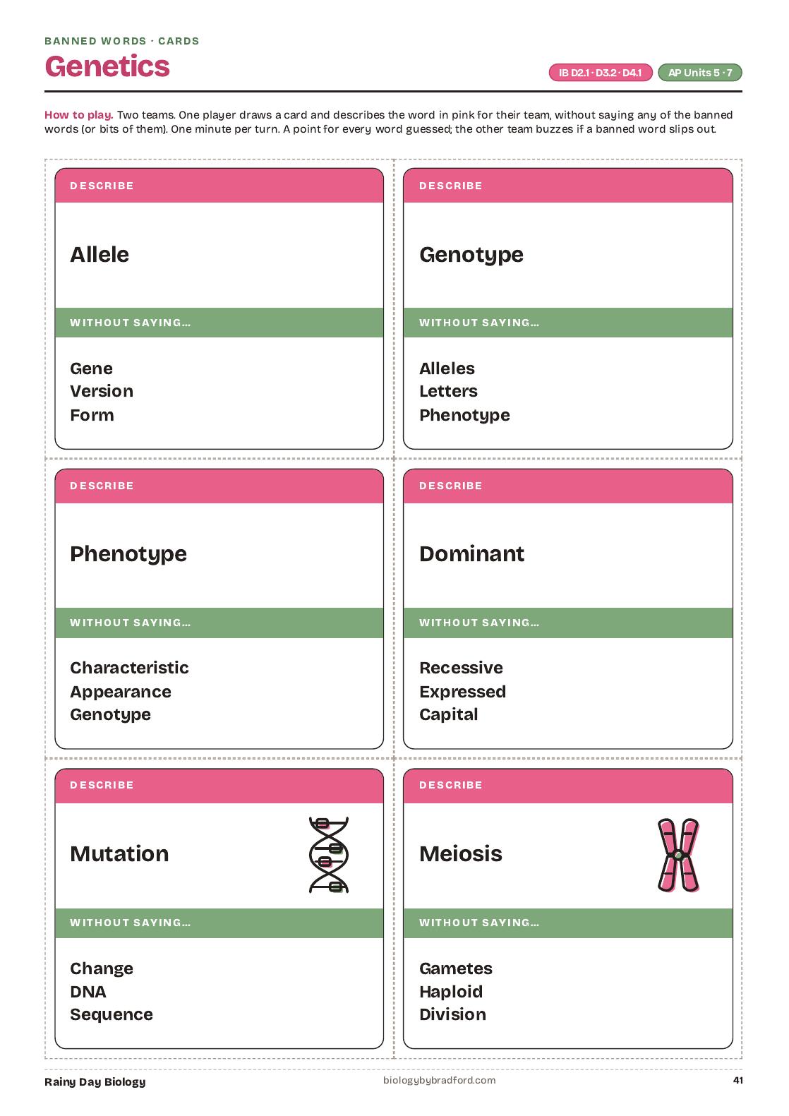 Last One Standing: biological molecules cards