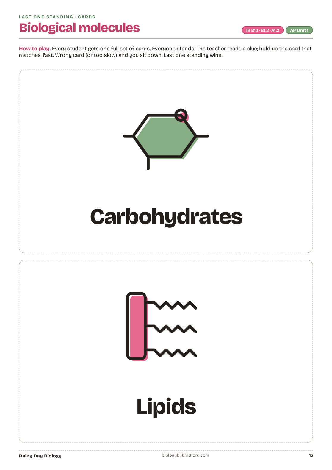 Last One Standing: biological molecules cards
